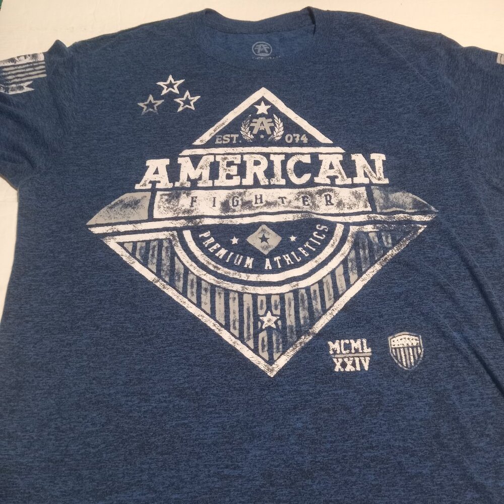 American Fighter Men's Short Sleeve T Shirt XXL Blue/White
